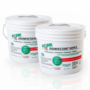 MONK One Step Cleaner, Disinfectant, Deodorizer & Sanitizer, 2 Buckets Packs containing 1600 Wipes, Perfect for Gyms, Fitness Clubs, Schools, Commercial Facilities