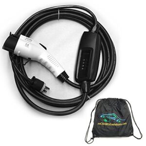 EV Charge Solutions Electric Vehicle Charging Station Level 2 NEMA 6-20 Plug to J1772 25′ Charger Cord for EV Charging with Portable Carry Bag