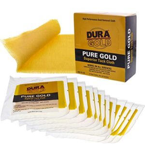 Dura-Gold – Pure Gold Superior Tack Cloths – Tack Rags (Box of 12) – Woodworking and Painters Professional Grade – Removes Dust, Sanding Particles, Cleans Surfaces – Wax and Silicone Free, Anti-Static