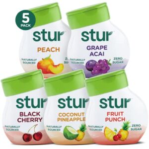 Stur Liquid Water Enhancer | Summer Variety Pack| Sweetened with Stevia | High in Vitamin C & Antioxidants | Sugar Free | Zero Calories | Keto | Vegan | 5 Bottles, Makes 120 Drinks