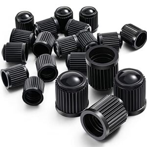 20 Pack Tyre Valve Dust Caps for Car, Motorbike, Trucks, Bike, Bicycle (Black)