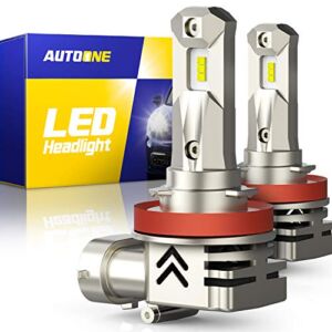 AUTOONE Upgraded H11 LED Headlight H8 H9 LED Bulb, Same OEM Size, Plug and Play for Low Beam, High Beam Headlight Bulbs IP67 6000K White, Pack of 2