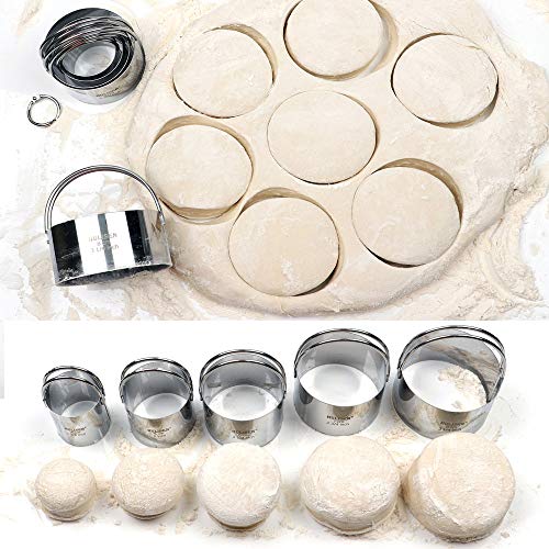 HULISEN Biscuit Cutter Set (5 Pieces/ Set), Round Cookies Cutter with Handle, Professional Baking Dough Tools, Gift Package | The Storepaperoomates Retail Market - Fast Affordable Shopping