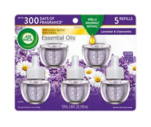 Air Wick Plug in Scented Oil, 5 Refills, Lavender & Chamomile, (5×0.67oz), Essential Oils, Air Freshener, Packaging May Vary