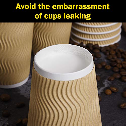 SPRINGPACK 12oz 100 Packs Insulated Kraft Ripple Wall Disposable To Go Paper Coffee Cups for Office Parties Home Travel Corrugated Sleeve Hot Drink Cups with Lids & Straws,100 Count 12 oz | The Storepaperoomates Retail Market - Fast Affordable Shopping