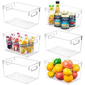 YIHONG Clear Pantry Storage Organizer Bins, 6 Pack Plastic Food Storage Bins with Handle for Kitchen,Refrigerator, Freezer,Cabinet Organization and Storage