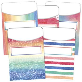 Teacher Created Resources TCR5816 Watercolor Library Pockets – Multi-Pack | The Storepaperoomates Retail Market - Fast Affordable Shopping