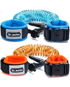 Anti Lost Wrist Link, Dr.meter 2 Pack Toddler Safety Leash with Key Lock, Reflective Child Walking Harness Rope Leash for Kids Babies, 8.2ft Blue + 4.92ft Orange