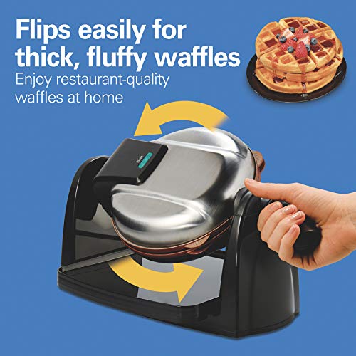 Hamilton Beach 26031 Belgian Waffle Maker with Removable Nonstick Plates, Single Flip, Ceramic Grids, Black | The Storepaperoomates Retail Market - Fast Affordable Shopping