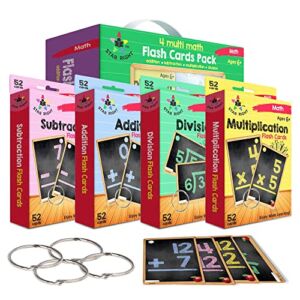 Star Right Math Flash Cards Set of 4 – Addition, Subtraction, Division, & Multiplication Flash Cards – 4 Rings – 208 Math Flash Cards – Ages 6 & Up – Kindergarten, 1st, 2nd, 3rd, 4th, 5th & 6th Grade