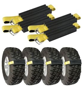 TRACGRABBER Tire Traction Device for Trucks & Large SUVs, Set of 4 -Easy to Install Anti Skid Emergency Tire Straps to Get Unstuck from Snow, Mud, & Sand -A Snow Traction Mat or Tire Chain Alternative