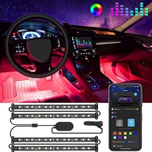 Govee Car LED Lights, Smart Interior Car Lights with App Control, RGB Inside Car Lights with DIY Mode and Music Mode, 2 Lines Design LED Lights for Cars with Car Charger, DC 12V