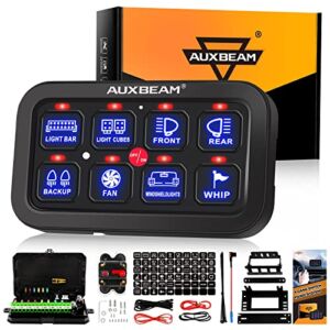 Auxbeam 8 Gang Switch Panel BA80 Automatic Dimmable LED Touch Control Panel Box Electronic Relay System Car Touch Switch Box Universal for Truck ATV UTV Boat Marine SUV Caravan -Blue, 2 Year Warranty