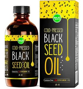 MAJU Black Seed Oil – 3 Times Thymoquinone, Cold-Pressed, 100% Turkish Black Cumin Seed Oil, Liquid Pure Blackseed Oil, Glass Bottle, 8 oz