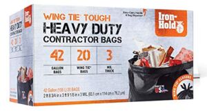 Iron-Hold® 42 Gallon, 3 Mil Contractor Trash Bags – Heavy Duty Industrial Strength, 20 ct, Black (1416605)