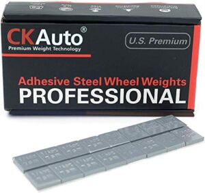 CKAuto 1/4oz, 0.25oz, Grey, Adhesive Stick on Wheel Weights, EasyPeel Type. Cars, Trucks, SUVs, Motorcycles, Low Profile, 60oz/Box, U.S. OEM Quality, (240pcs)