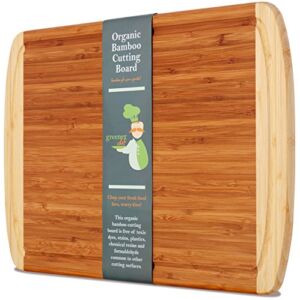 Organic Extra Large Bamboo Cutting Board with Lifetime Replacements – Extra Large Wood Cutting Board – Bamboo Chopping Board for Meat Cheese and Vegetables – Large Wooden Cutting Boards for Kitchen