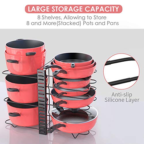 Pan Organizer Rack for Cabinet, Pot Rack with 3 DIY Methods, Adjustable Pots and Pans Organizer under Cabinet with 8 Tiers, Pot Organizer Rack for Kitchen Organization & Storage, Cabinet Organizer | The Storepaperoomates Retail Market - Fast Affordable Shopping