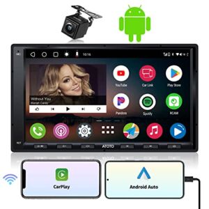 ATOTO 2022 Upgrade A6 PF Double-DIN Android Car Stereo, Wireless CarPlay, Android Auto, 7inch in-Dash Navigation, Dual BT, WiFi/BT/USB Tethering Internet, 2G+32GB, HD LRV Input with Backup Camera, Mic