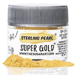 The Sugar Art – Sterling Pearl – Edible Shimmer Powder For Decorating Cakes, Cupcakes, Cake Pops, & More – Dust on Shine & Luster to Sweets – Kosher, Food-Grade Coloring – Super Gold – 2.5 grams
