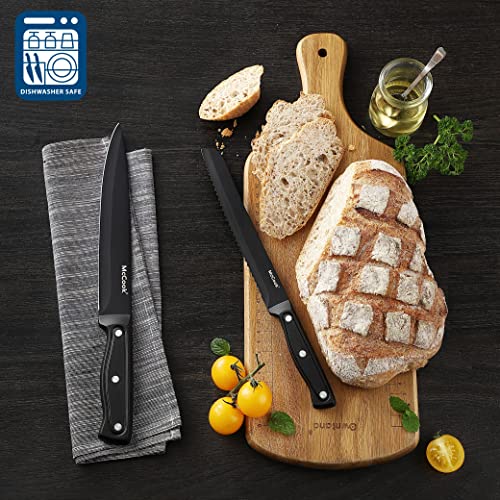 DISHWASHER SAFE MC701 black Knife Sets of 26, McCook Stainless Steel Kitchen Knives Block Set with Built-in Knife Sharpener,Measuring Cups and Spoons | The Storepaperoomates Retail Market - Fast Affordable Shopping