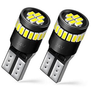 AUXITO 194 LED Bulbs 168 175 2825 W5W T10 24-SMD 3014 Chipsets 6000K White for Car Dome Map Door Dash Instrument Courtesy License Plate Lights Pack of 2