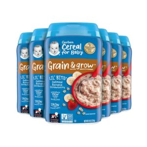 Gerber Lil’ Bits Oatmeal Banana Strawberry Baby Cereal, 8 Ounces (Pack of 6)