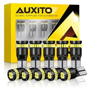 AUXITO 194 LED Light Bulb 6000K White 168 2825 W5W T10 Wedge 24-SMD 3014 Chipsets LED Replacement Bulbs Error Free for Car Dome Map Door Courtesy License Plate Dash Instrument Lights, Pack of 10