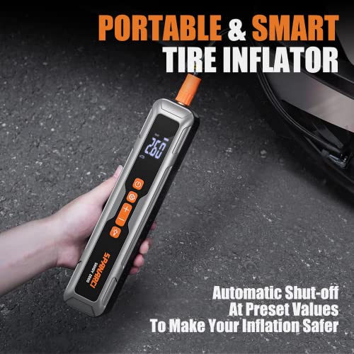 Spanarci Sandy 2000 Portable Air Compressor, Cordless Car Tire Inflator with Smart Digital LED Screen, 150 PSI Rechargeable Air Pump with LED Lights, Suitable For Cars, Motorcycles, E-bikes, and Balls | The Storepaperoomates Retail Market - Fast Affordable Shopping