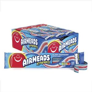 Airheads Candy, Easter, Xtremes Sweetly Sour Belts, Bluest Raspberry, Non Melting, Movie Theater, 2 Ounce (Bulk Pack of 18)