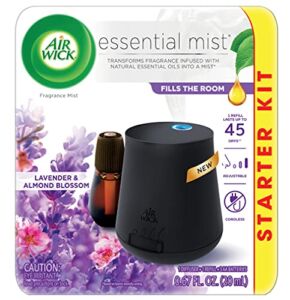 Air Wick Essential Mist, Essential Oil Diffuser, Diffuser + 1 Refill, Lavender and Almond Blossom, Air Freshener, 2 Piece Set (Device May Vary)