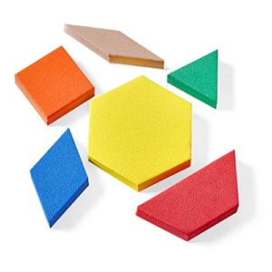 hand2mind Foam Pattern Blocks, Foam Shapes, Geometric Shapes for Kids, Pattern Play, Toddler Pattern Blocks, Shapes for Kindergarten, 3D Shapes Manipulatives, Sorting Math (Set of 100)