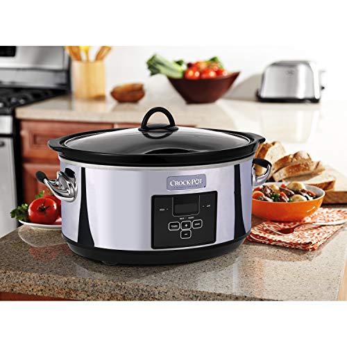Crockpot 7 Quart Slow Cooker with Programmable Controls and Digital Timer, Polished Platinum | The Storepaperoomates Retail Market - Fast Affordable Shopping
