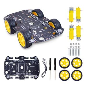 Robot Kit 4WD Robot Car Smart Chassis Kit with 4 TT Motor for UNO R3/Mega 2560/Raspberry Pi/Jetson Nano, Smart Robot Car Chassis DIY Learning Kit