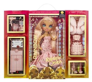 Rainbow Vision Rainbow High Rainbow Divas- Sabrina St. Cloud (Rose-Quartz Pink) Posable Fashion Doll w/ 2 Designer Outfits Mix & Match+Vanity Playset, Great Toy Gifts Kids 6-12 Years Old & Collectors