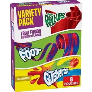 Fruit Snacks Variety Pack, Fruit Roll-Ups, Fruit by the Foot, Gushers, 8 Count