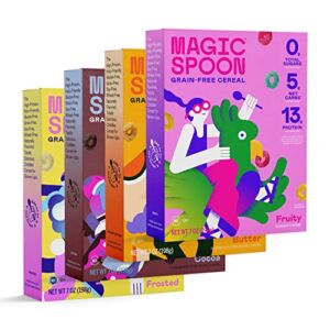 Magic Spoon Cereal, Variety 4-Pack of Cereal – Keto, Gluten Free, Sugar Free, and Grain Free, Low Carb, High Protein, Zero Sugar, Non-GMO Breakfast Cereal I Keto Friendly Cereal I Keto Snacks