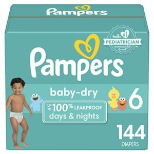 Diapers Size 6, 144 Count – Pampers Baby Dry Disposable Baby Diapers, Packaging & Prints May Vary