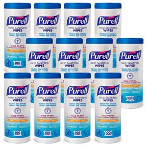 Purell Hand Sanitizing Wipes Non-Alcohol Formula, Fresh Citrus Scent, 100 Count Non-Linting Hand Wipes in Eco-Slim Wipe Canister (Pack of 12) -9111-12