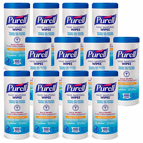 Purell Hand Sanitizing Wipes Non-Alcohol Formula, Fresh Citrus Scent, 100 Count Non-Linting Hand Wipes in Eco-Slim Wipe Canister (Pack of 12) -9111-12 | The Storepaperoomates Retail Market - Fast Affordable Shopping