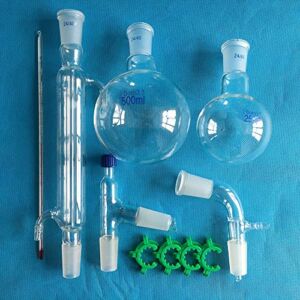 Glass Distilling Distillation Apparatus,24/40,500ml&250ml Flask Chemistry Lab Glassware Kit