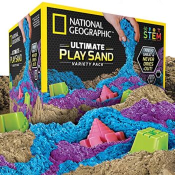NATIONAL GEOGRAPHIC Play Sand Combo Pack – 2 Lbs. Each of Blue, Purple and Natural Sand with Castle Molds – A Fun Sensory Activity | The Storepaperoomates Retail Market - Fast Affordable Shopping