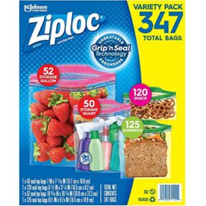 Ziploc Gallon, Quart, Snack & Sandwich Bags (Variety 347 Bags)