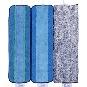 Bona Microfiber Pad 3-Pack includes Dusting, Cleaning, and Deep Cleaning Pad, for Hardwood and Hard-Surface Floors, fits Bona Family of Mops