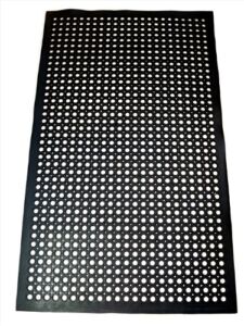 New Star Foodservice 54514 Commercial Grade Grease Resistant Anti-Fatigue Rubber Floor Mat, 36″ x 60″, Black