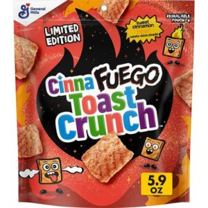 CinnaFuego Toast Crunch Cereal Snack, Resealable Pouch, 5.9oz, Limited Edition