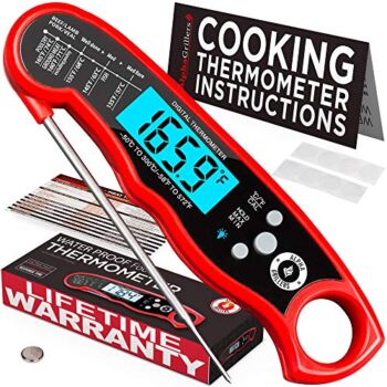 Alpha Grillers Instant Read Meat Thermometer for Grill and Cooking. Best Waterproof Ultra Fast Thermometer with Backlight & Calibration. Digital Food Probe for Kitchen, Outdoor Grilling and BBQ! | The Storepaperoomates Retail Market - Fast Affordable Shopping