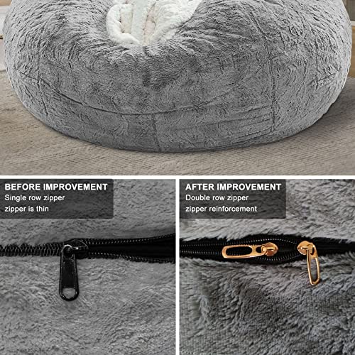RAINBEAN Bean Bag Chair Cover(it was only a Cover, not a Full Bean Bag) Chair Cushion, Big Round Soft Fluffy PV Velvet Sofa Bed Cover, Living Room Furniture, Lazy Sofa Bed Cover,5ft Dark Grey | The Storepaperoomates Retail Market - Fast Affordable Shopping
