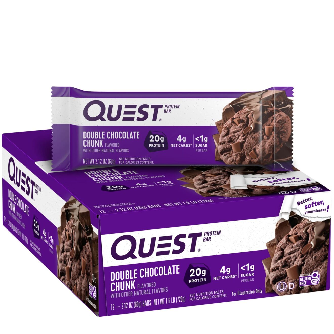 Quest Nutrition Double Chocolate Chunk Protein Bars, High Protein, Low Carb, Gluten Free, Keto Friendly, 12 Count | The Storepaperoomates Retail Market - Fast Affordable Shopping