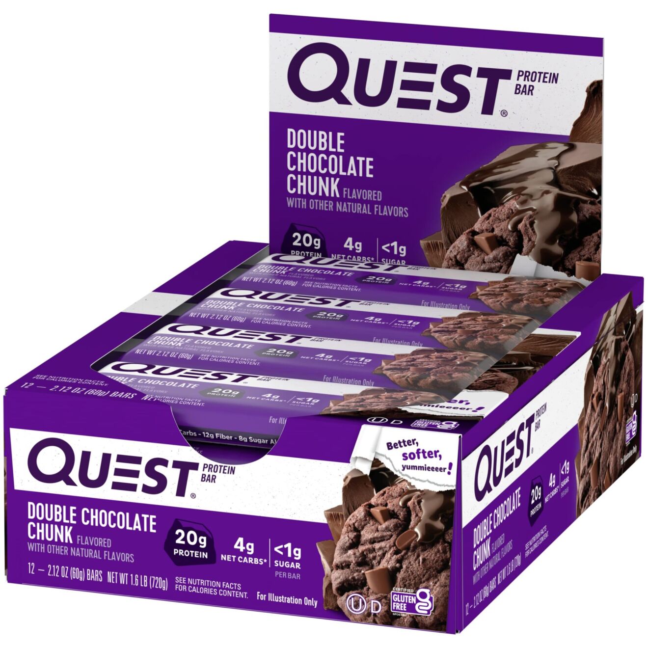 Quest Nutrition Double Chocolate Chunk Protein Bars, High Protein, Low Carb, Gluten Free, Keto Friendly, 12 Count | The Storepaperoomates Retail Market - Fast Affordable Shopping